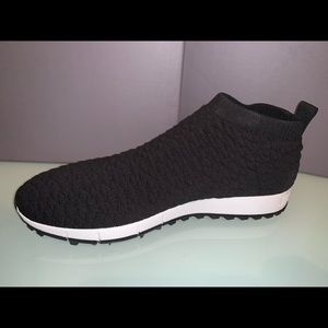 JIMMY CHOO BLACK 30MM NORWAY GLITTERED STRETCH KNIT SOCK SNEAKER,  US 9 (40)